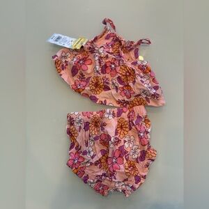 Floral Baby Outfit in Pink and Orange. Cat and jack size newborn.